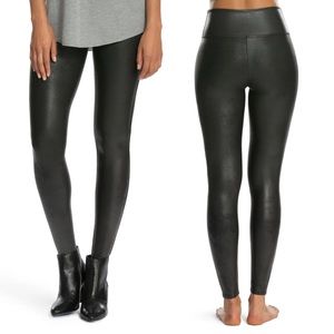 Spanx Black Faux Leather High Waist Leggings Med